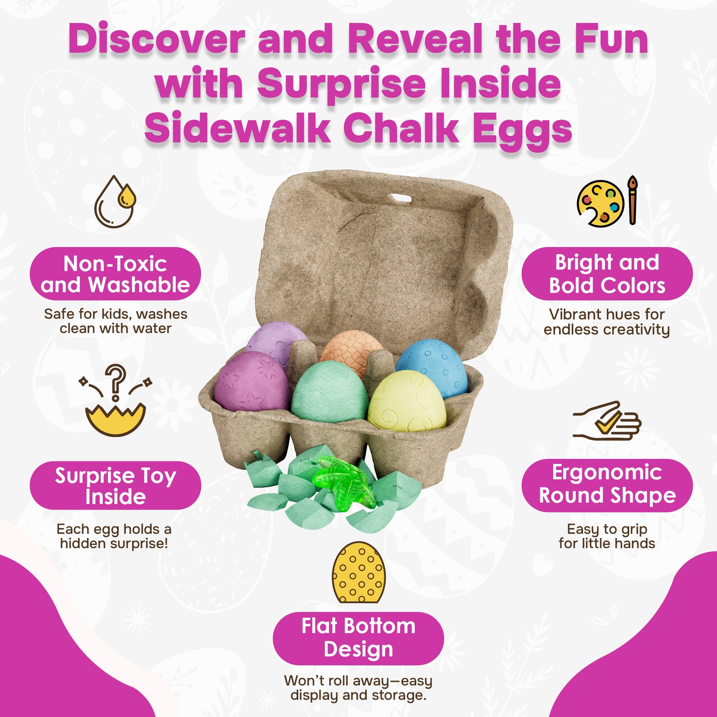 6ct Surprise Inside Sidewalk Chalk Eggs
