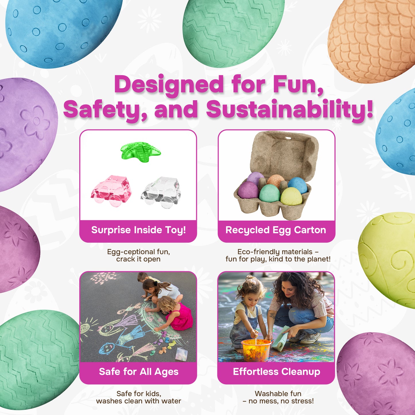 6ct Surprise Inside Sidewalk Chalk Eggs