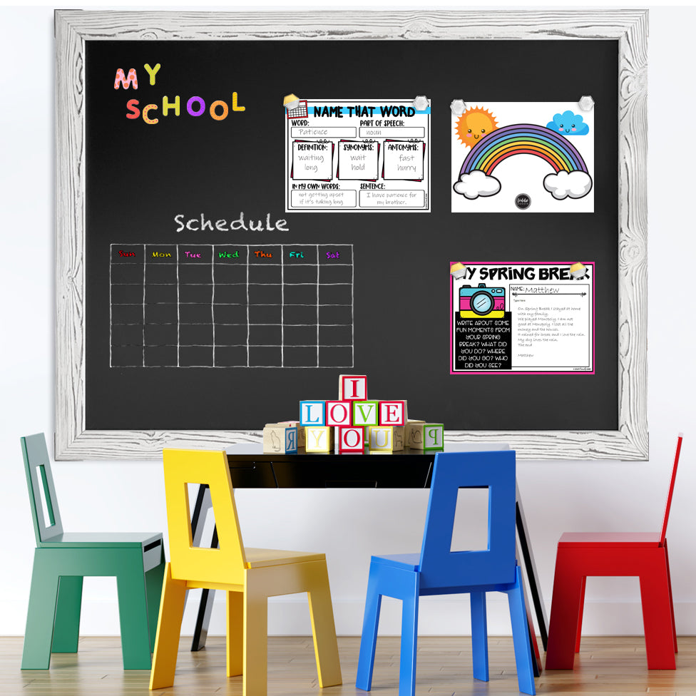 46x34.5 Whitewashed Frame Magnetic Chalkboard