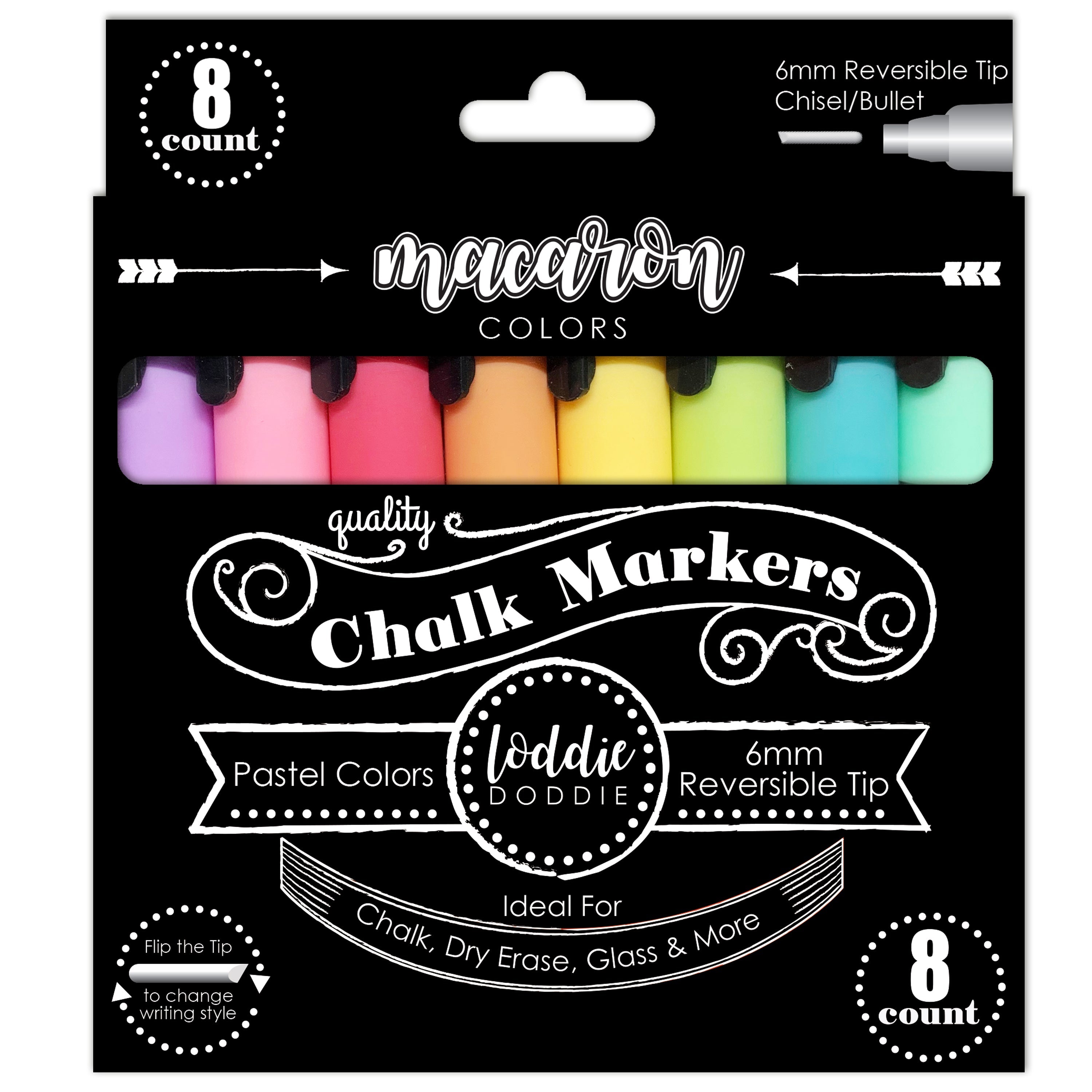 Pastel Colored Chalk Board Markers Dual Tip 3 Pack of 6 Colors for