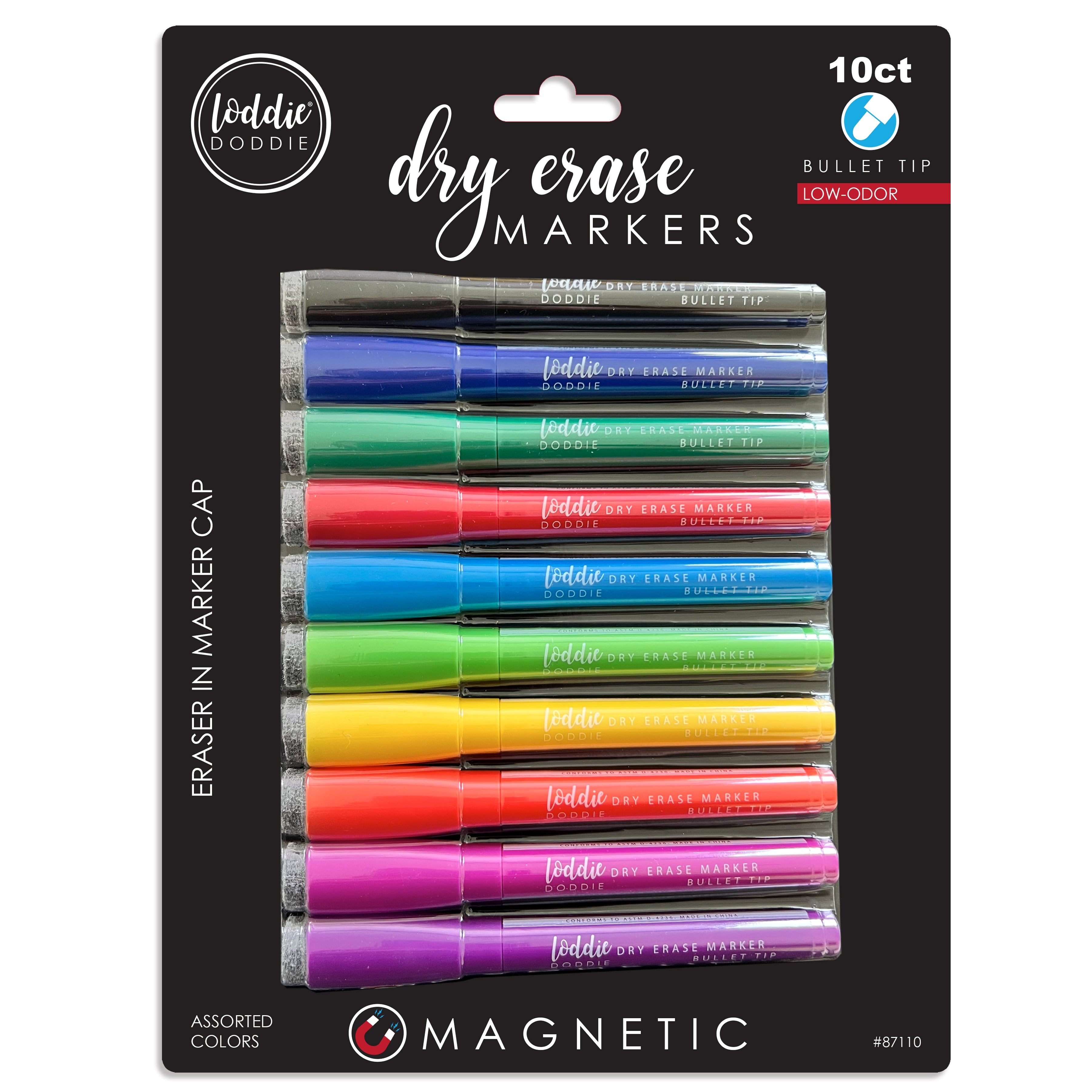 Loddie Doddie 10ct Magnetic Dry Erase Markers with Eraser Caps