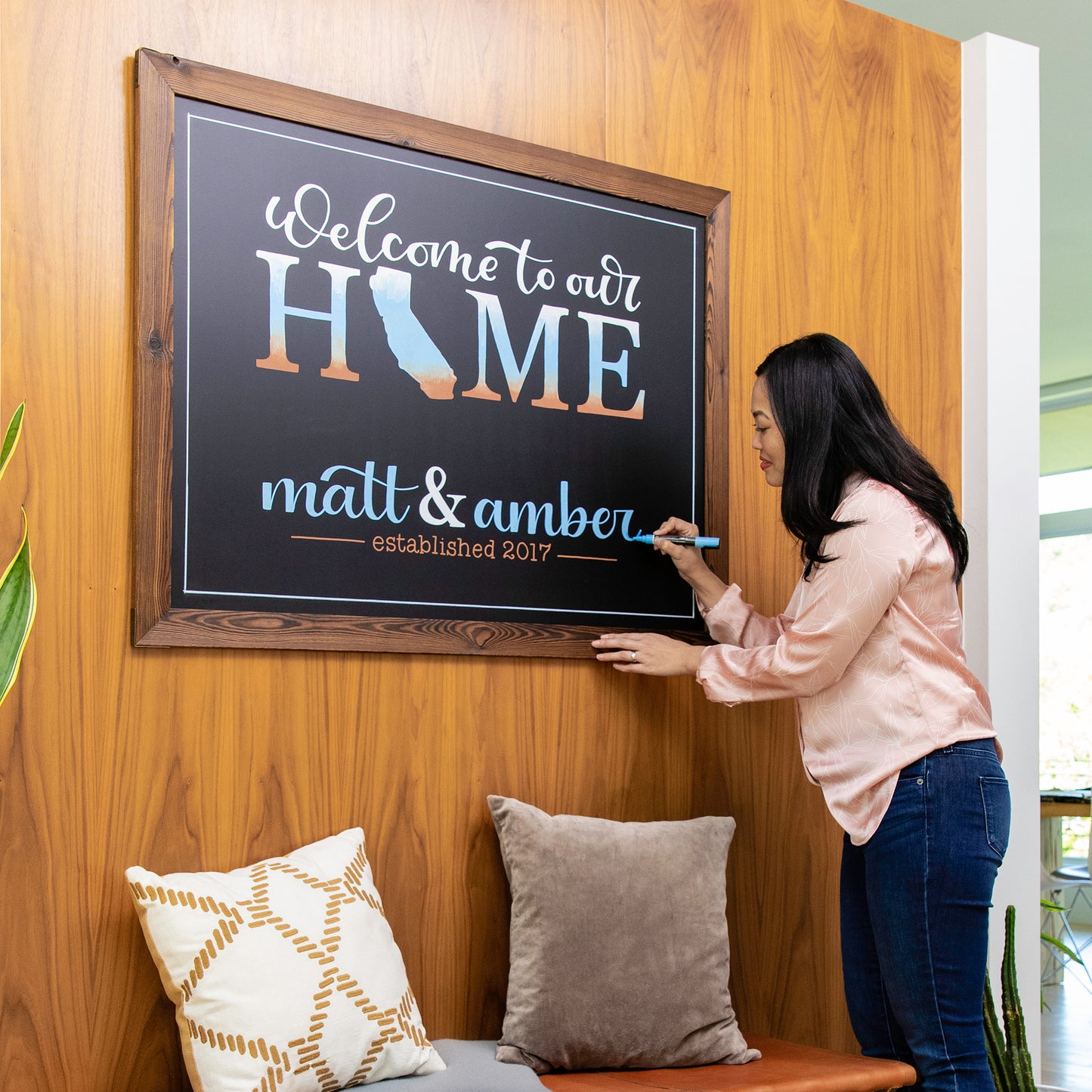 46x34.5 Rustic Framed Magnetic Chalkboard