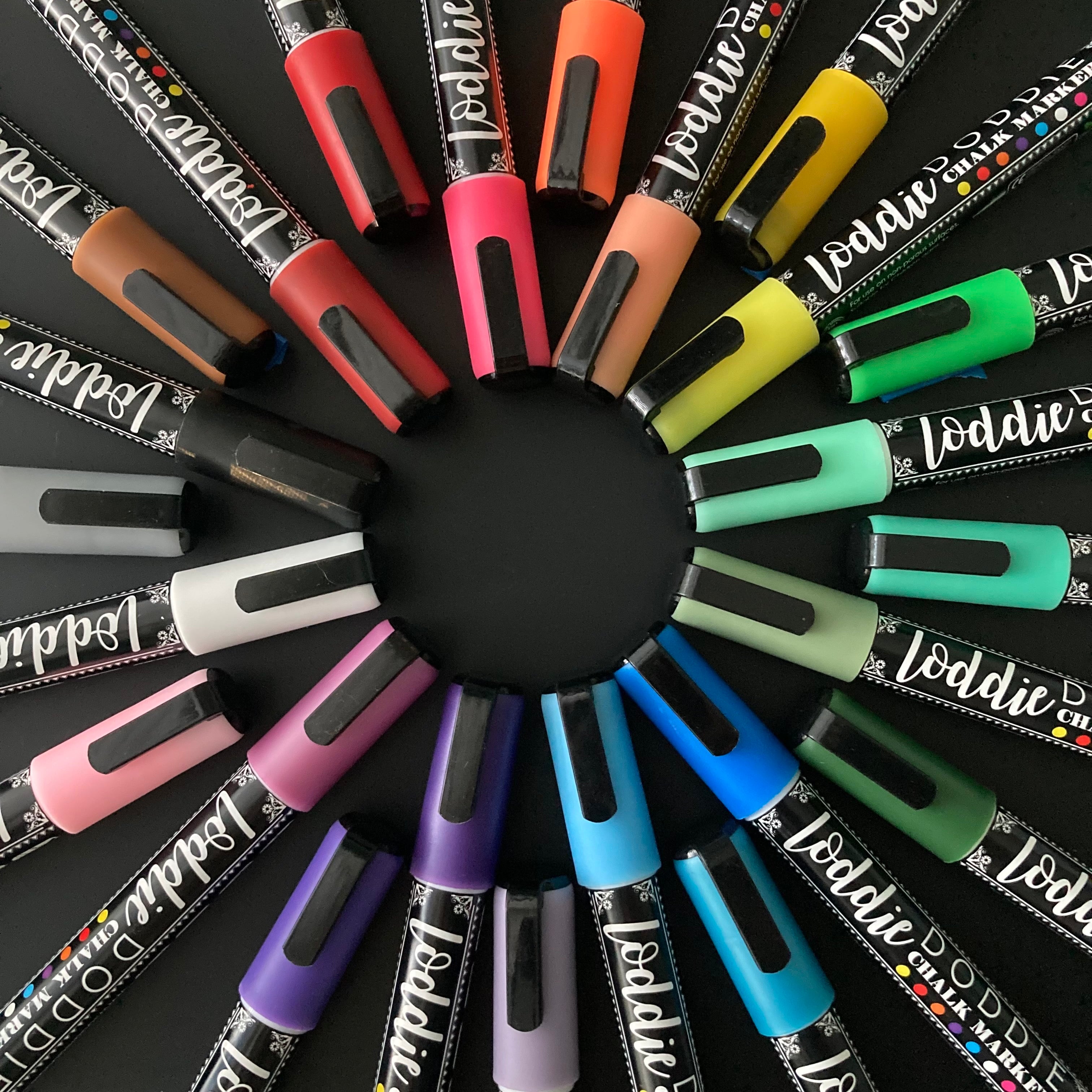Loddie Doddie drawing using chalk markers 