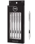 5ct Roller Gel Pens - Silent Clickers - White - Black Ink