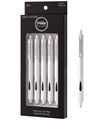 5ct Roller Gel Pens - Silent Clickers - White - Black Ink