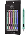 6ct Roller Gel Pens - Silent Clickers - Multi Color - Black Ink