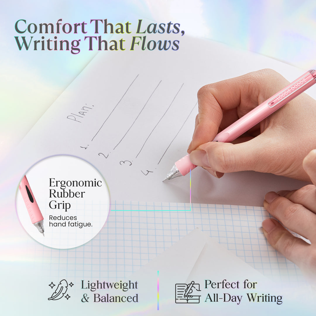 6ct Roller Gel Pens - Silent Clickers - Multi Color - Black Ink