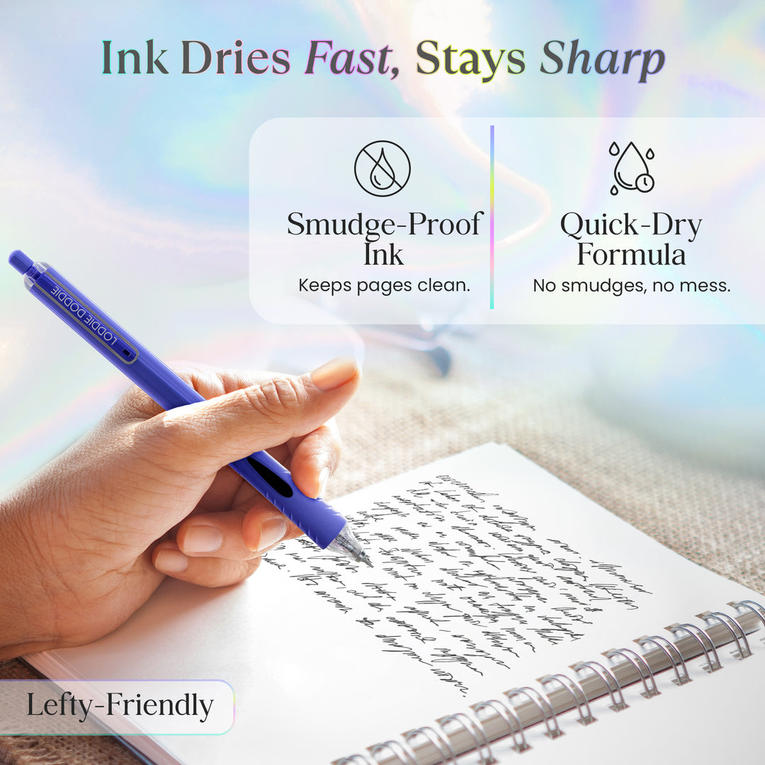 6ct Roller Gel Pens - Silent Clickers - Multi Color - Black Ink