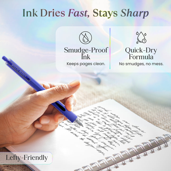 6ct Roller Gel Pens - Silent Clickers - Multi Color - Black Ink