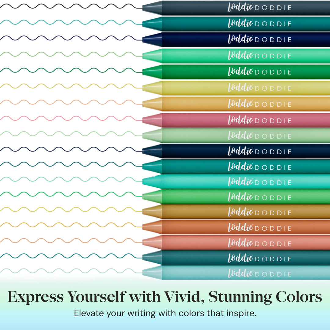 18ct Satin Barrel Retractable Gel Pens - Coastal Colors