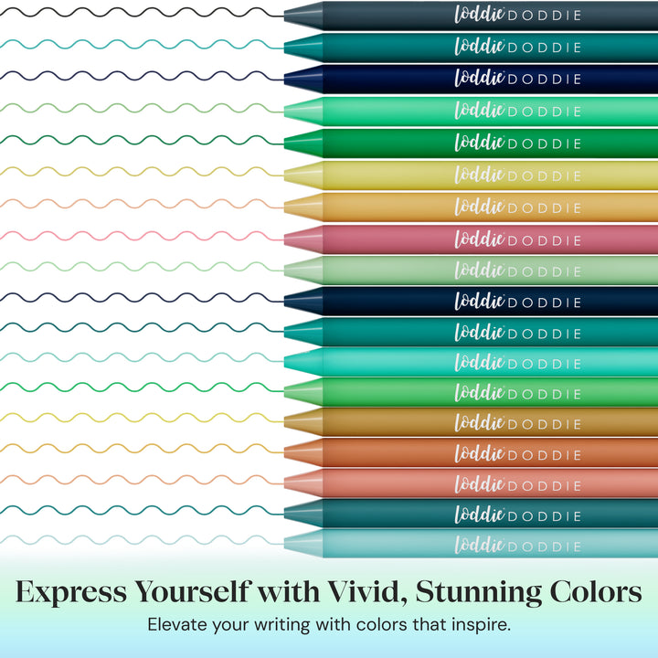 18ct Satin Barrel Retractable Gel Pens - Coastal Colors