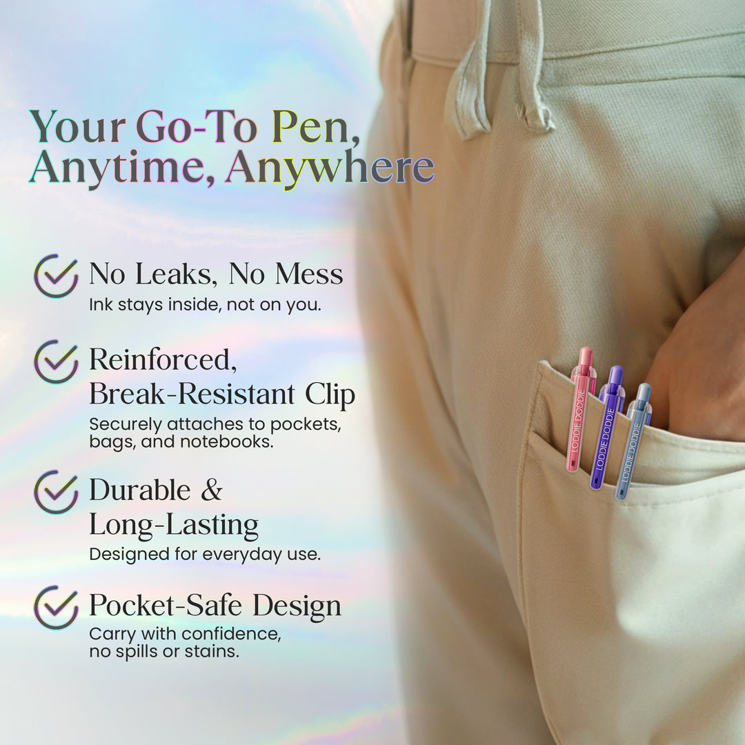 6ct Roller Gel Pens - Silent Clickers - Multi Color - Black Ink