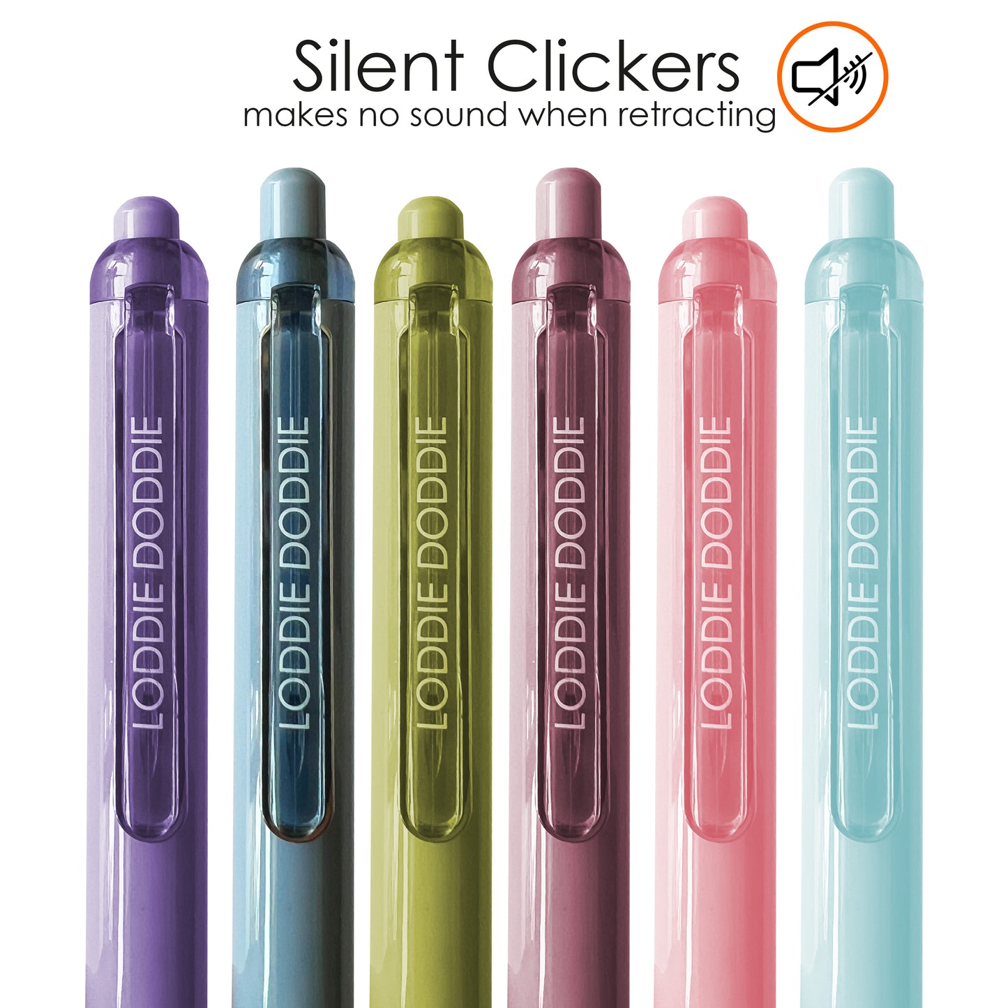 6ct Roller Gel Pens - Silent Clickers - Multi Color