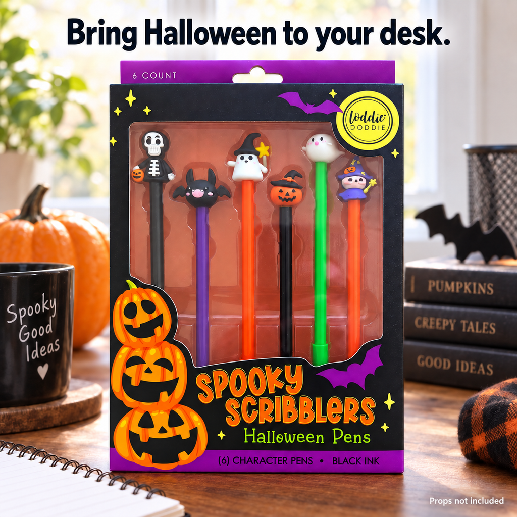 Loddie Doddie Spooky Scribblers Halloween Character Pens, Black Ink, 6 Count