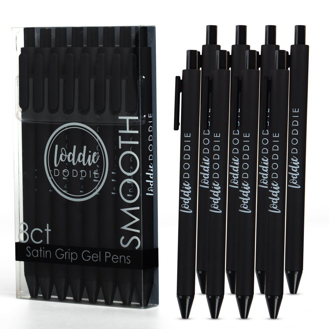 8ct Retractable Gel Pens with Soft Grip Barrel- Black