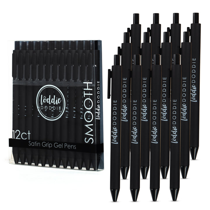 12ct Retractable Gel Pens with Soft Grip Barrel- Black