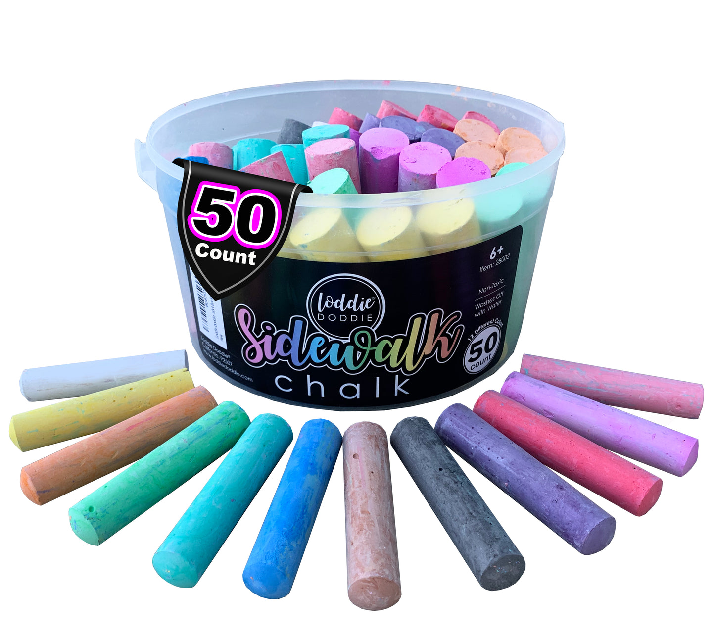 50ct Tub of Sidewalk Chalk - 12 Unique Colors