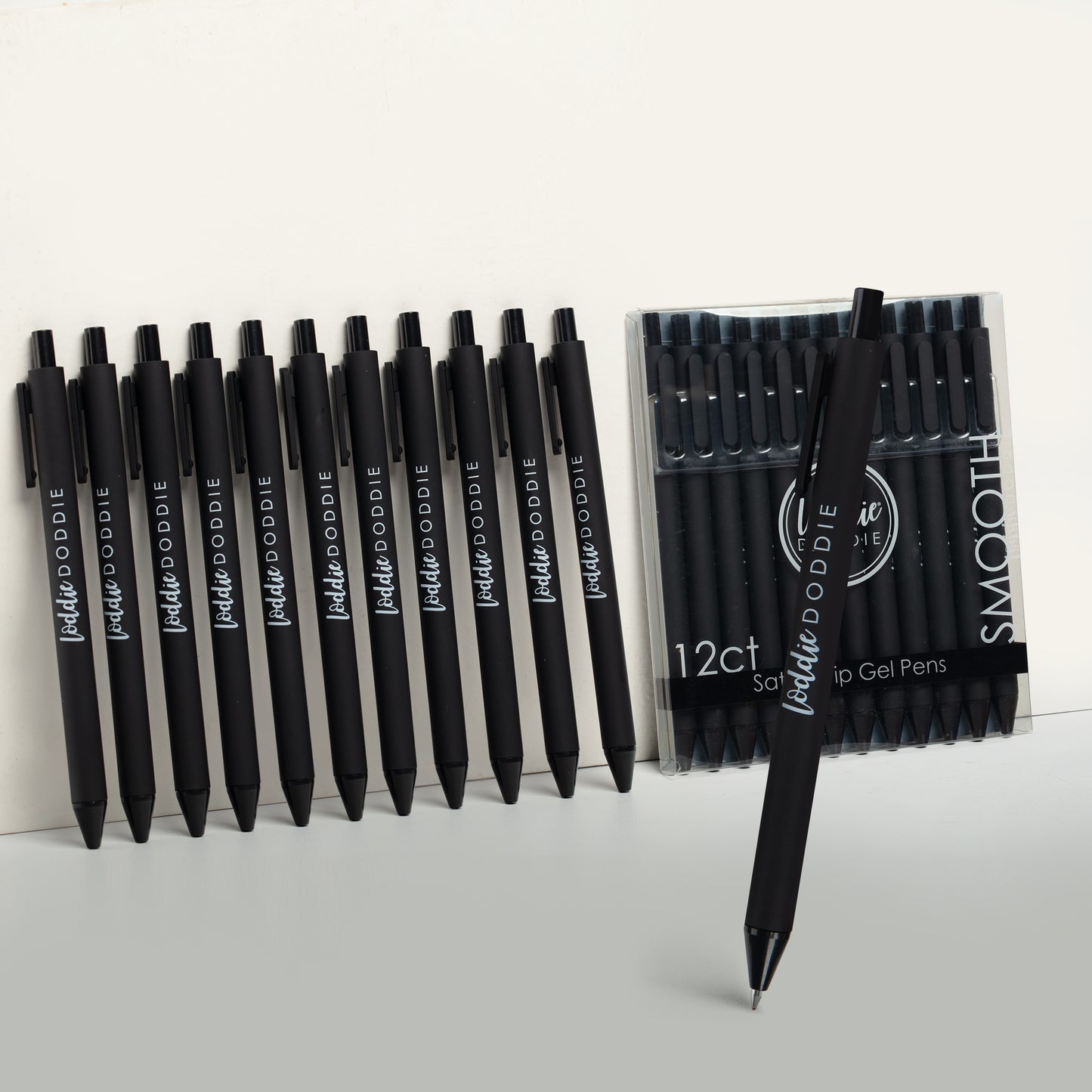 12ct Retractable Gel Pens with Soft Grip Barrel- Black