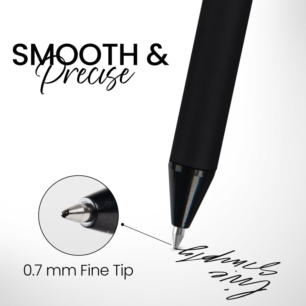 8ct Retractable Gel Pens with Soft Grip Barrel- Black
