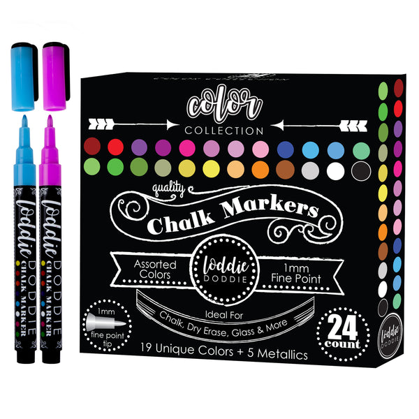  Loddie Doddie Fine Liquid Chalk Markers for Chalkboard -  Erasable, Low-Odor Chalkboard Markers Erasable, White Chalk Pens 5 Count :  Office Products