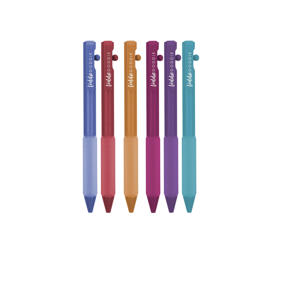 Loddie Doddie Side-Retractable Gel Pens, 0.5 mm, Colored Ink, 6 Pack
