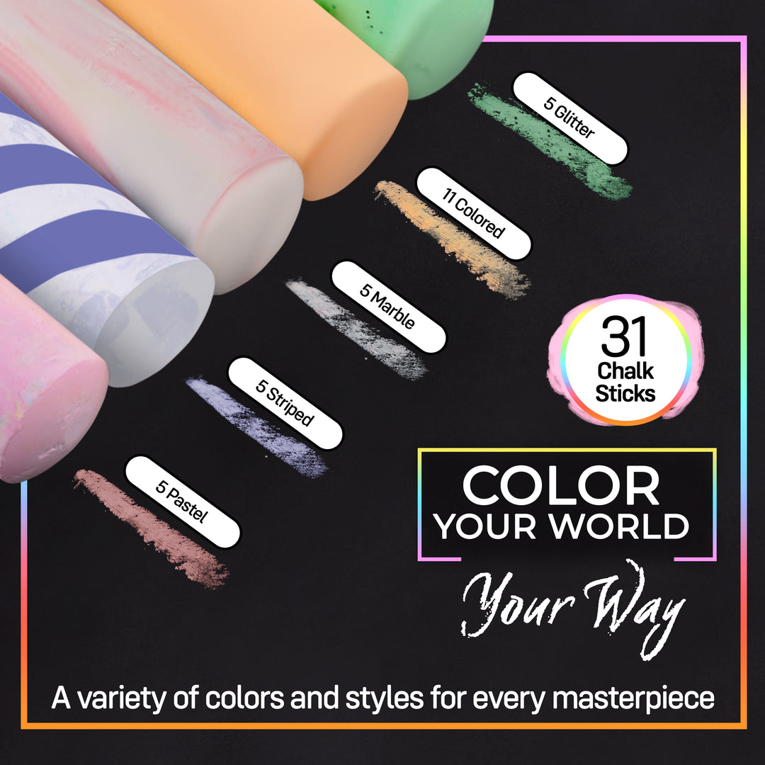 49pc Sidewalk Chalk Activity Bucket – Chalk Set for Kids Outdoor