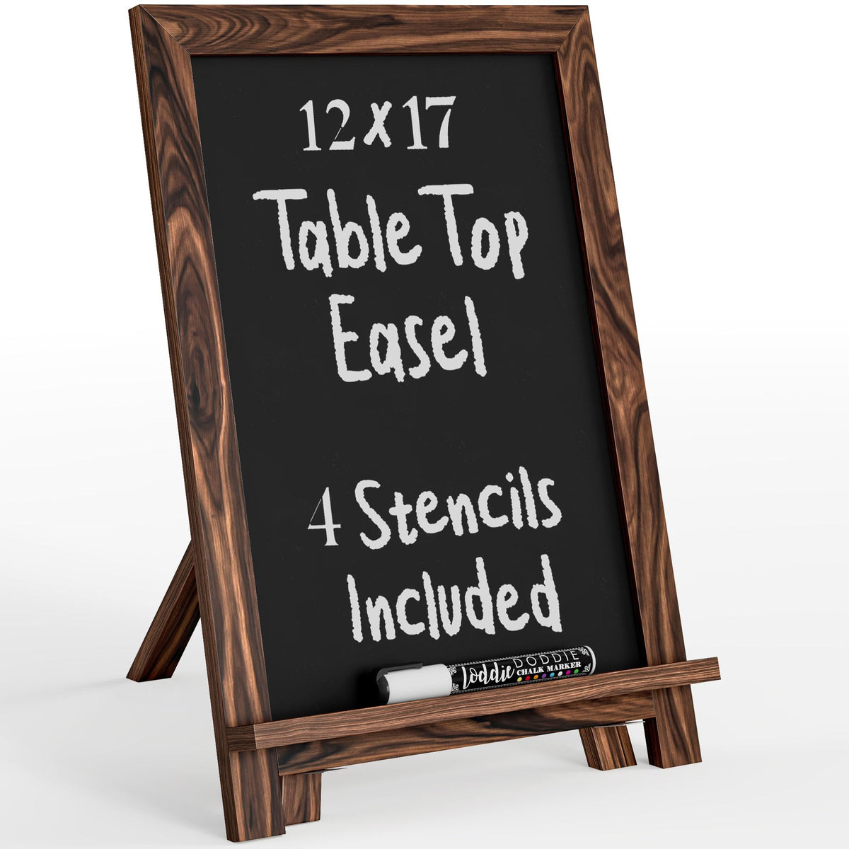 Loddie Doddie Mini Chalkboard Sign Easel, Place Cards, Dark Brown, 12"x17"