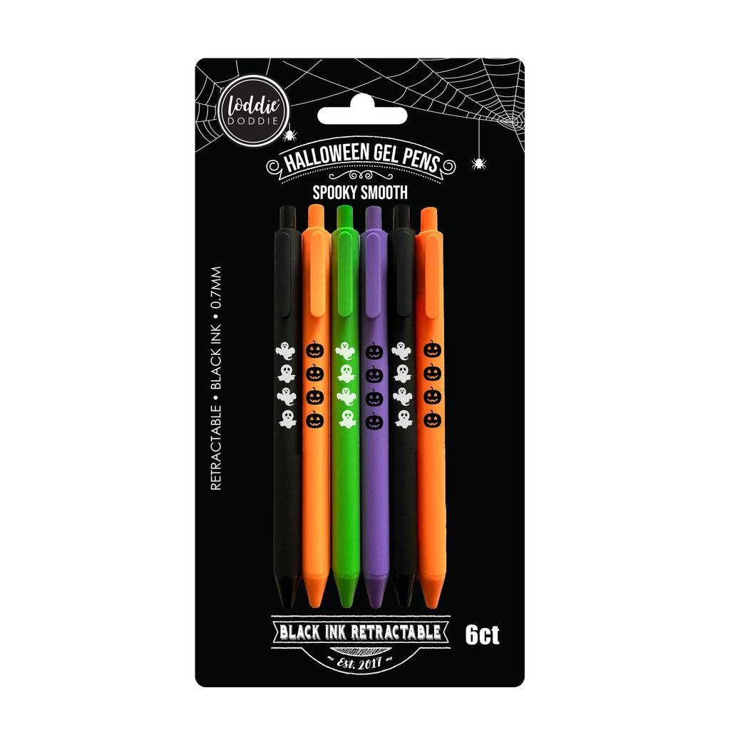 Loddie Doddie 6ct Retractable Satin Gel Pens - Halloween Ghost and Pumpkin