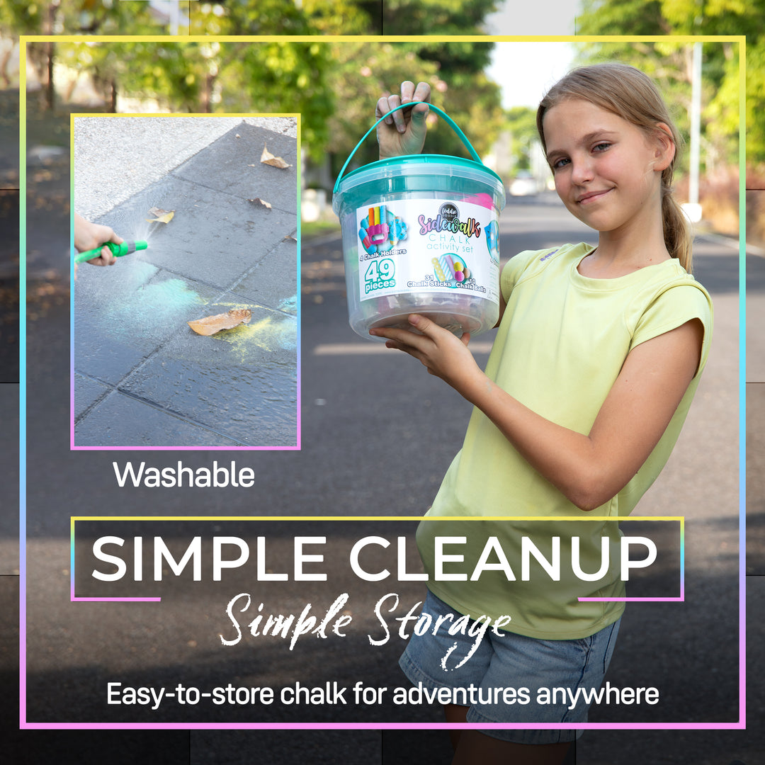 49pc Sidewalk Chalk Activity Bucket – Chalk Set for Kids Outdoor