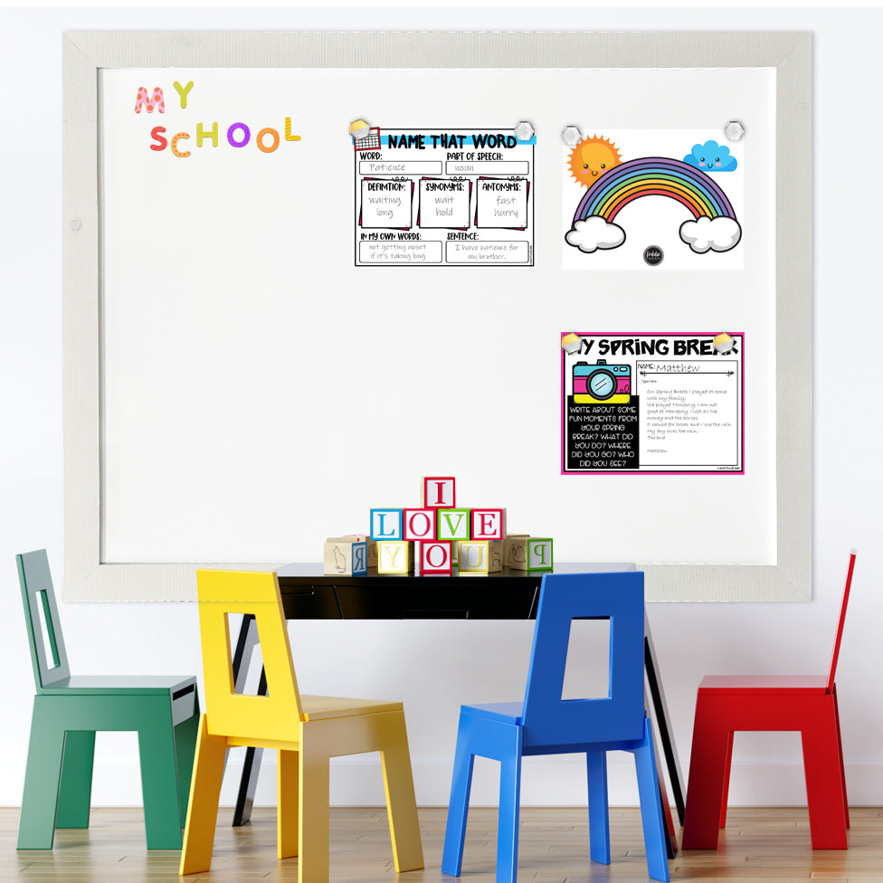 LARGE 34.5" x 46" Painted White Wood Framed Magnetic Dry Erase Board