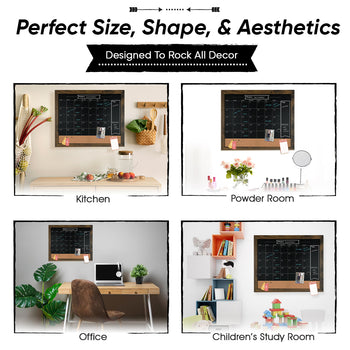 18x24 3N1 Magnetic Chalkboard Calendar Combo Kit- Rustic Frame