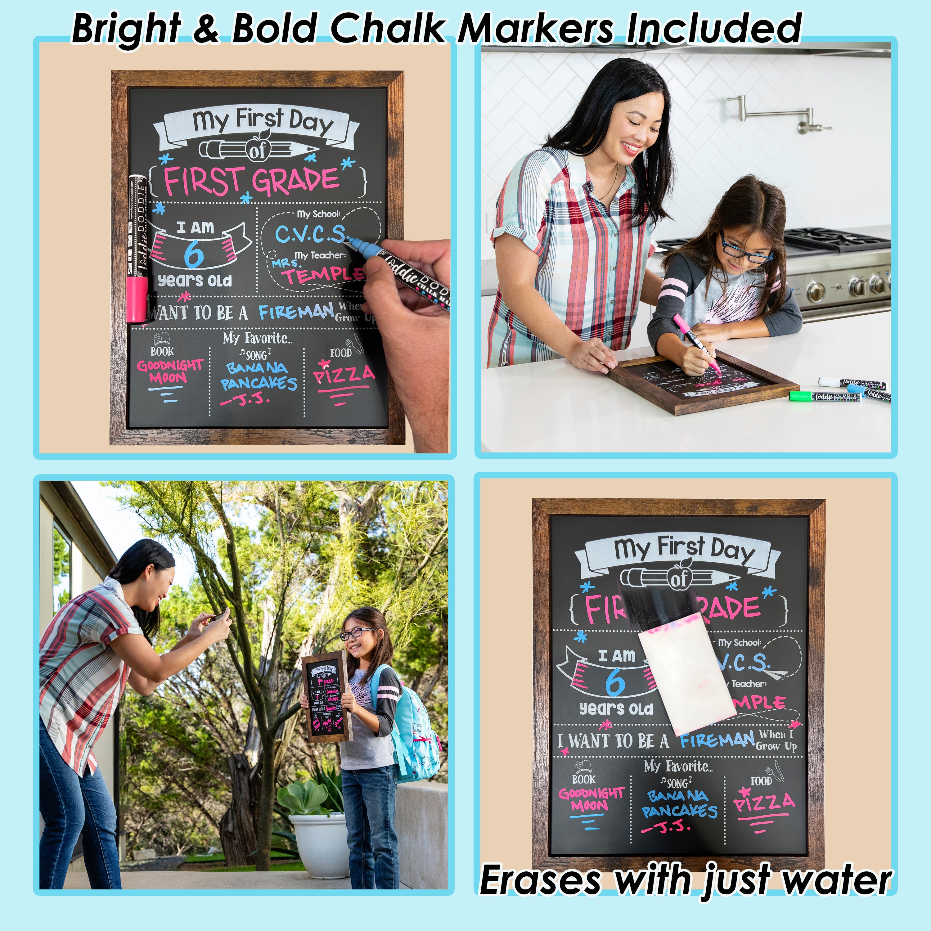My First and Last Day Double-Sided Chalkboard Kit with 2 Chalk Markers