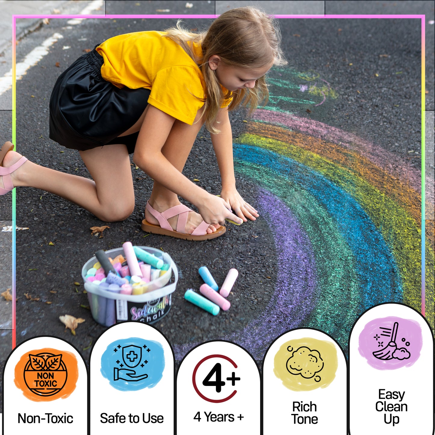 50ct Tub of Sidewalk Chalk - 12 Unique Colors