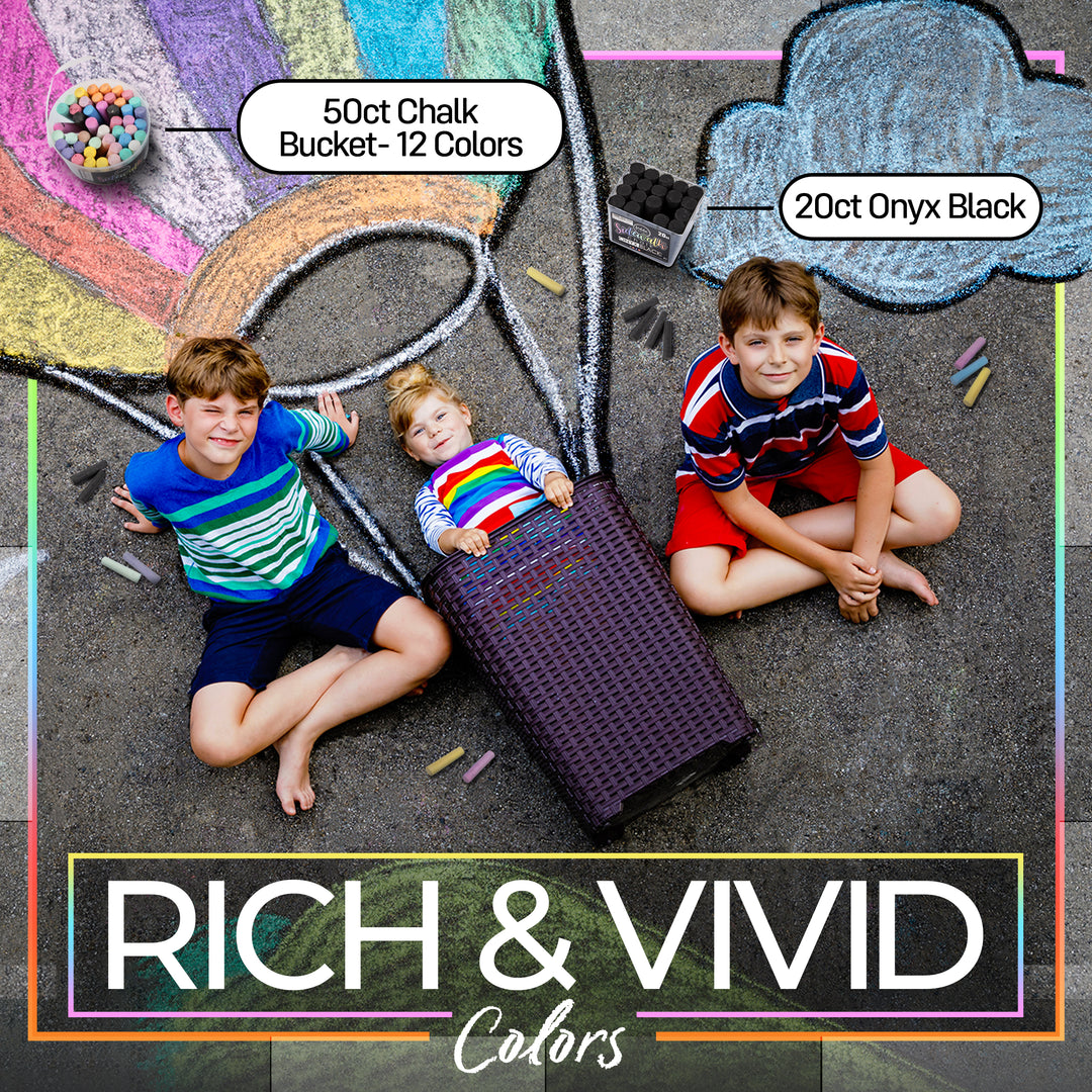 50ct Tub of Sidewalk Chalk - 12 Unique Colors