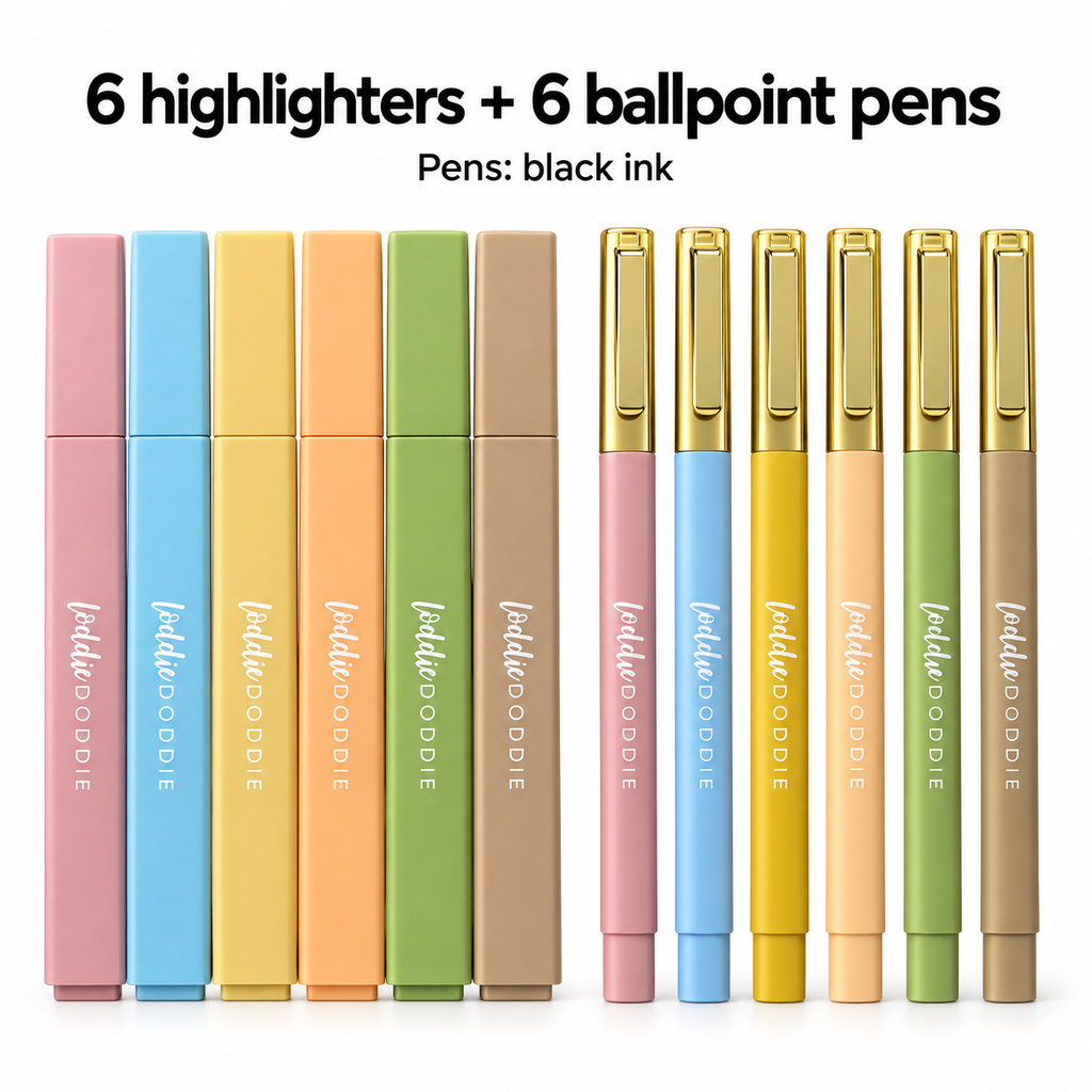 Loddie Doddie Journaling Set, Fine 1.0 mm Pen Tips, Cashmere Tones, 12 Pc