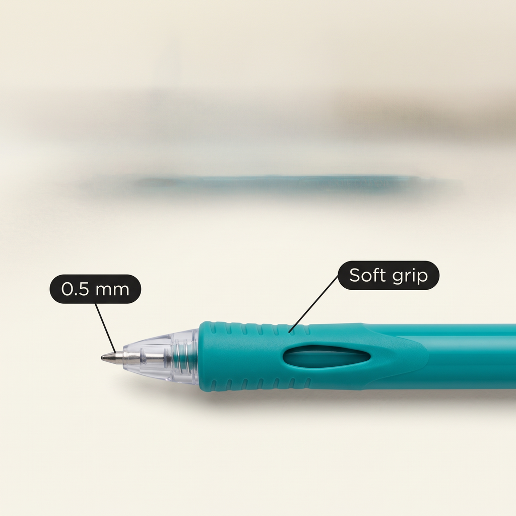 Loddie Doddie Silent-Click Retractable Gel Pens, 0.5 mm Fine Tips, 6 Pack