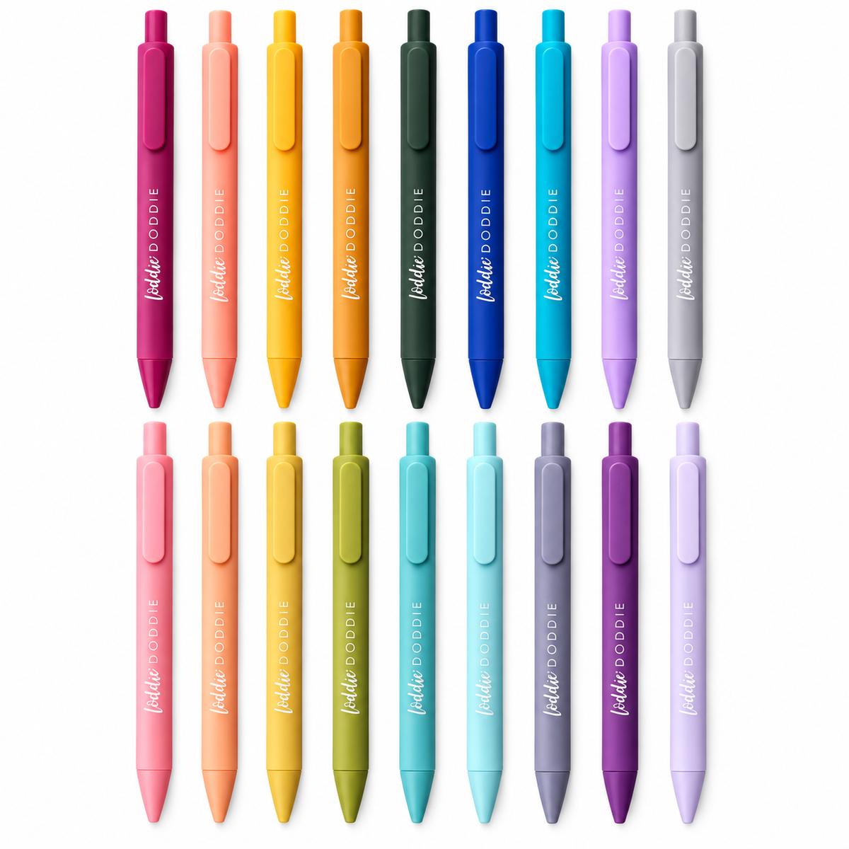 Loddie Doddie Retractable Jewel-Tone Gel Pens, Color-Coded Barrels, 18 Pack