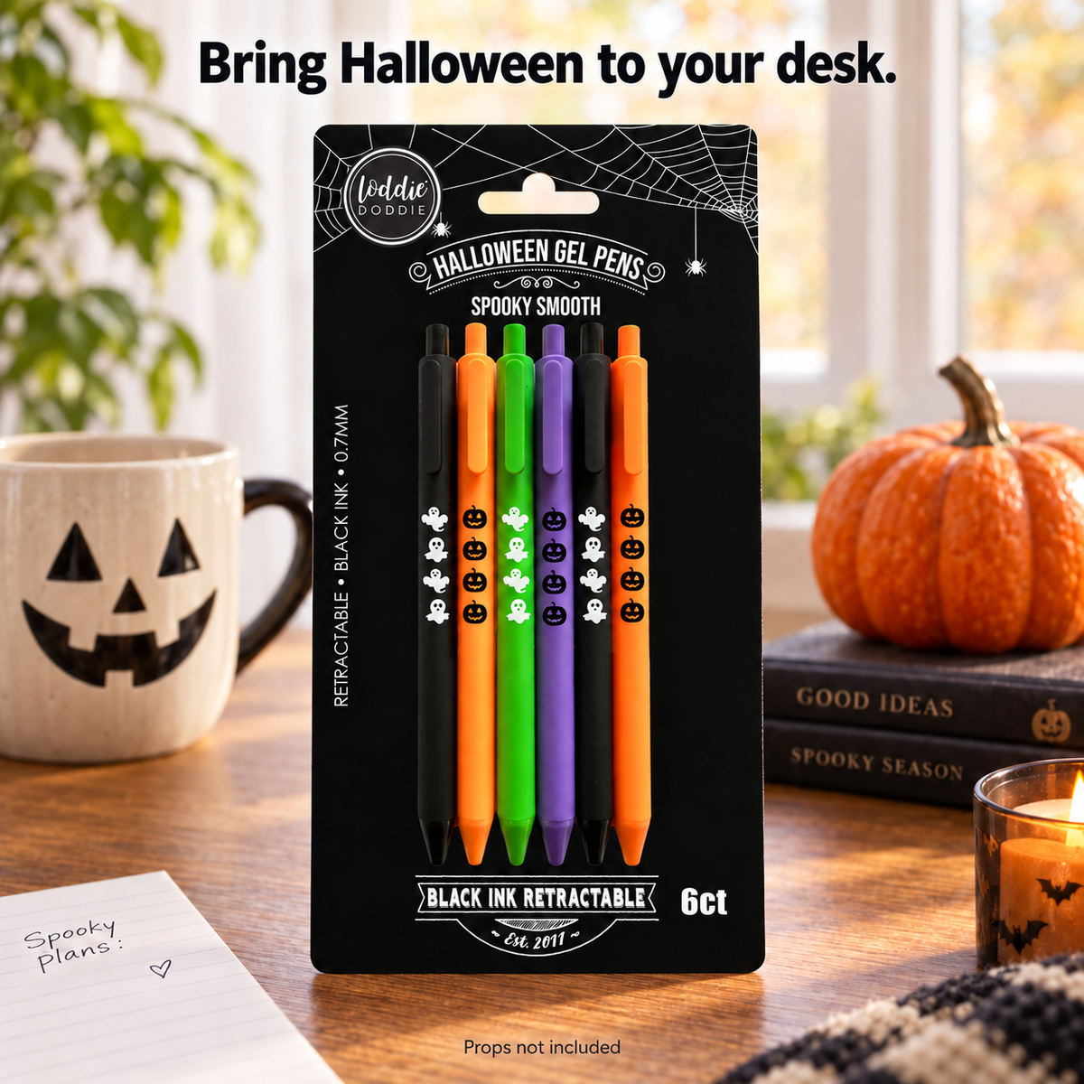 Loddie Doddie 6ct Retractable Satin Gel Pens - Halloween Ghost and Pumpkin