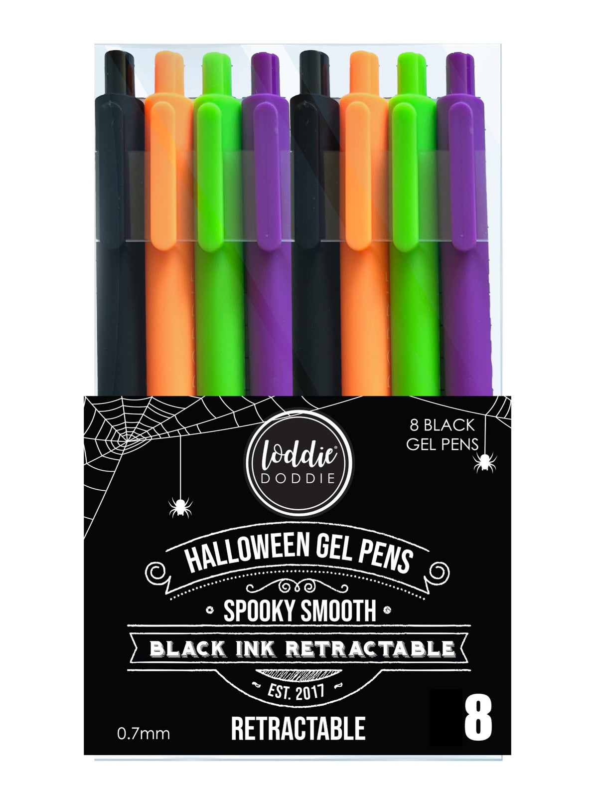 Loddie Doddie 8ct Retractable Gel Pens - Black Ink - Halloween Colors