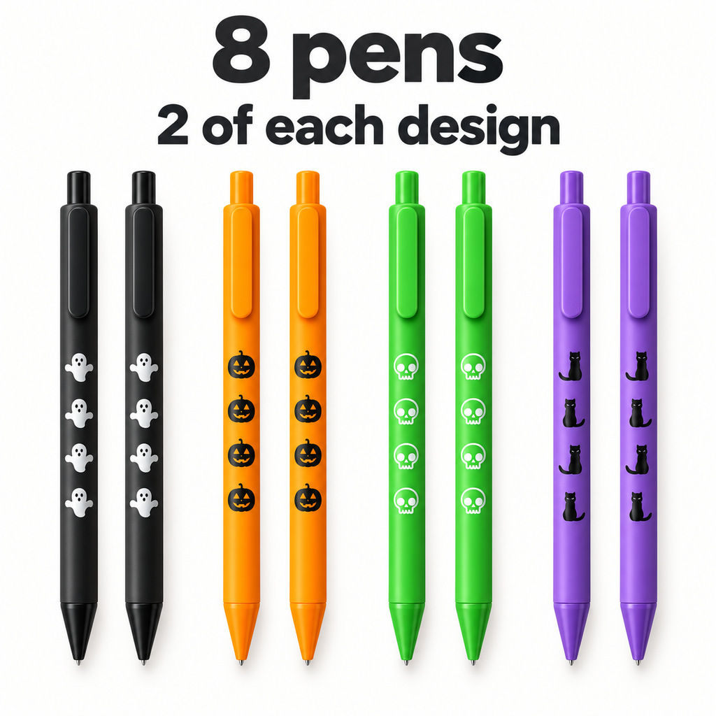 Loddie Doddie 8ct Retractable Gel Pens - Black Ink - Halloween Colors