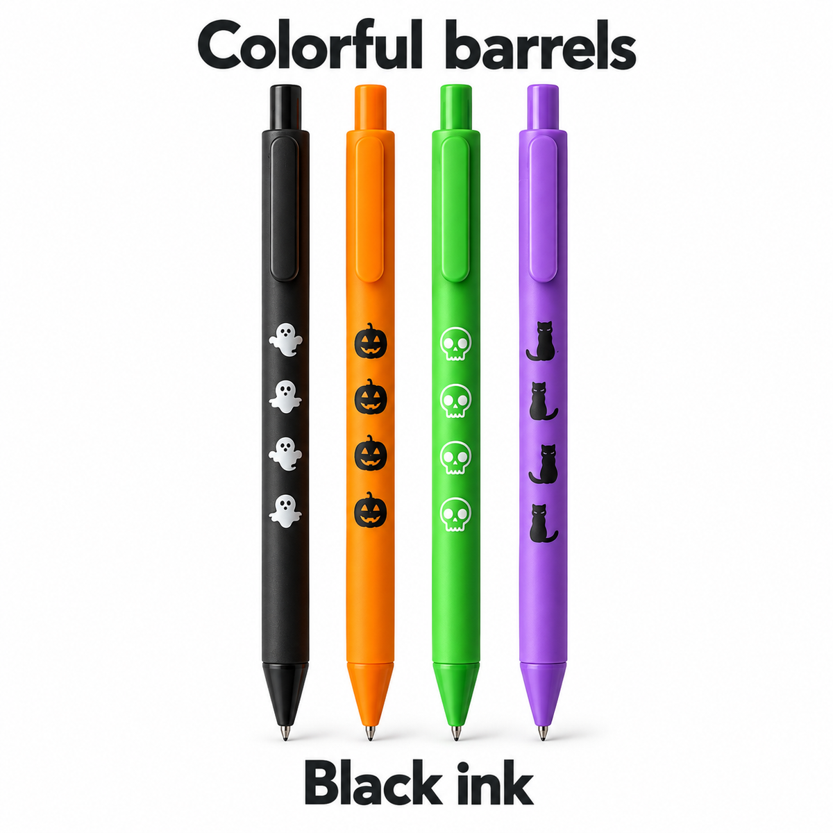 Loddie Doddie 8ct Retractable Gel Pens - Black Ink - Halloween Colors