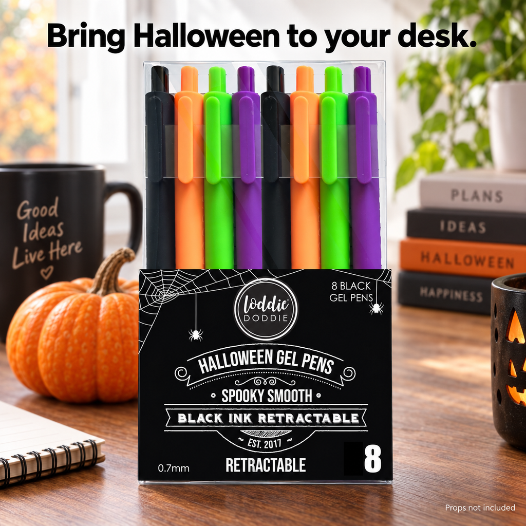 Loddie Doddie 8ct Retractable Gel Pens - Black Ink - Halloween Colors