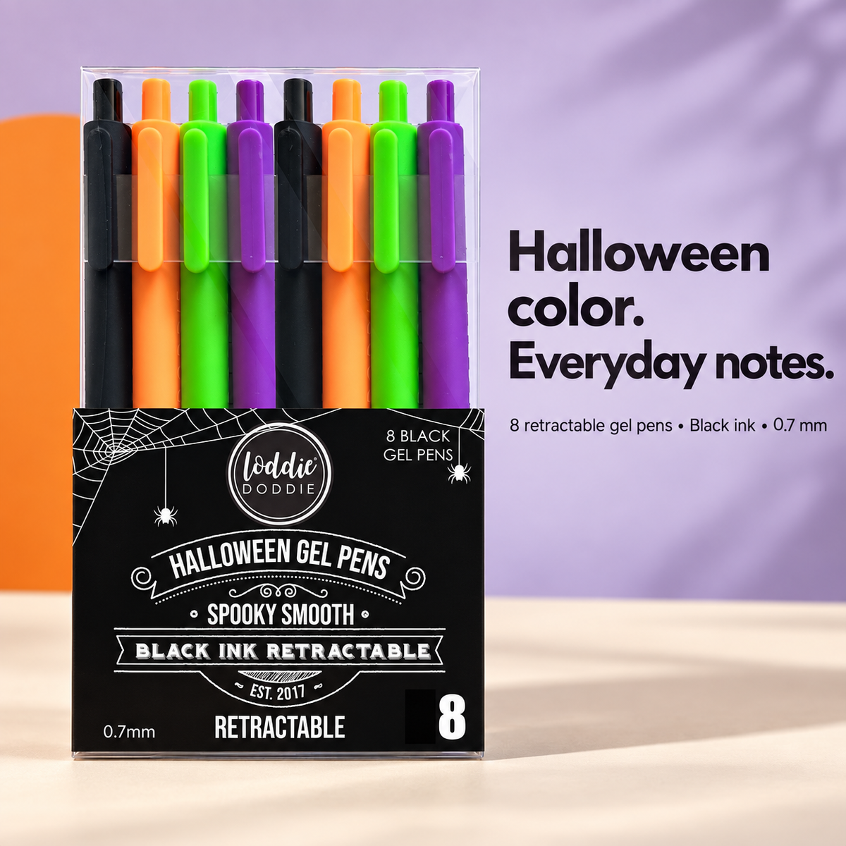 Loddie Doddie 8ct Retractable Gel Pens - Black Ink - Halloween Colors