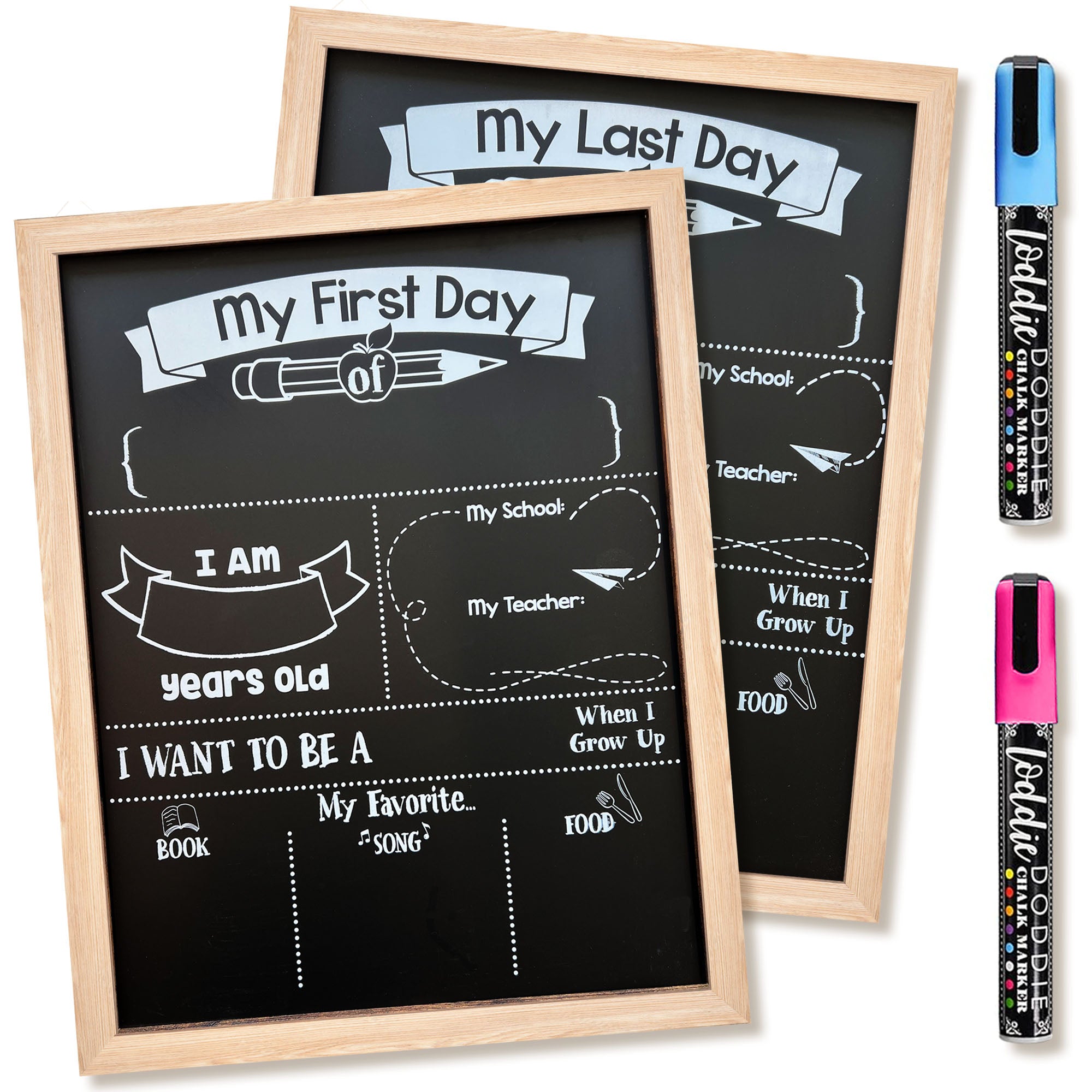 My First and Last Day Double-Sided Chalkboard Kit with 2 Chalk Markers