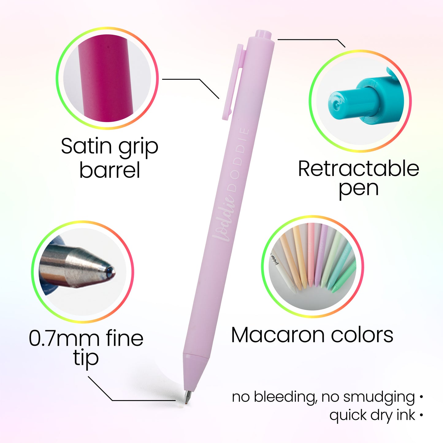 8ct Retractable Gel Pens - Macaron Colors