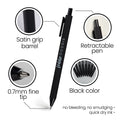 8ct Retractable Gel Pens with Soft Grip Barrel- Black
