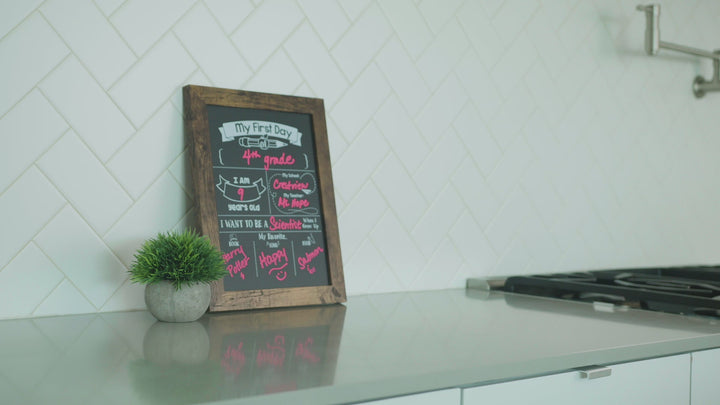 My First and Last Day Double-Sided Chalkboard Kit, Light Wood Frame with 2 Chalk Markers included