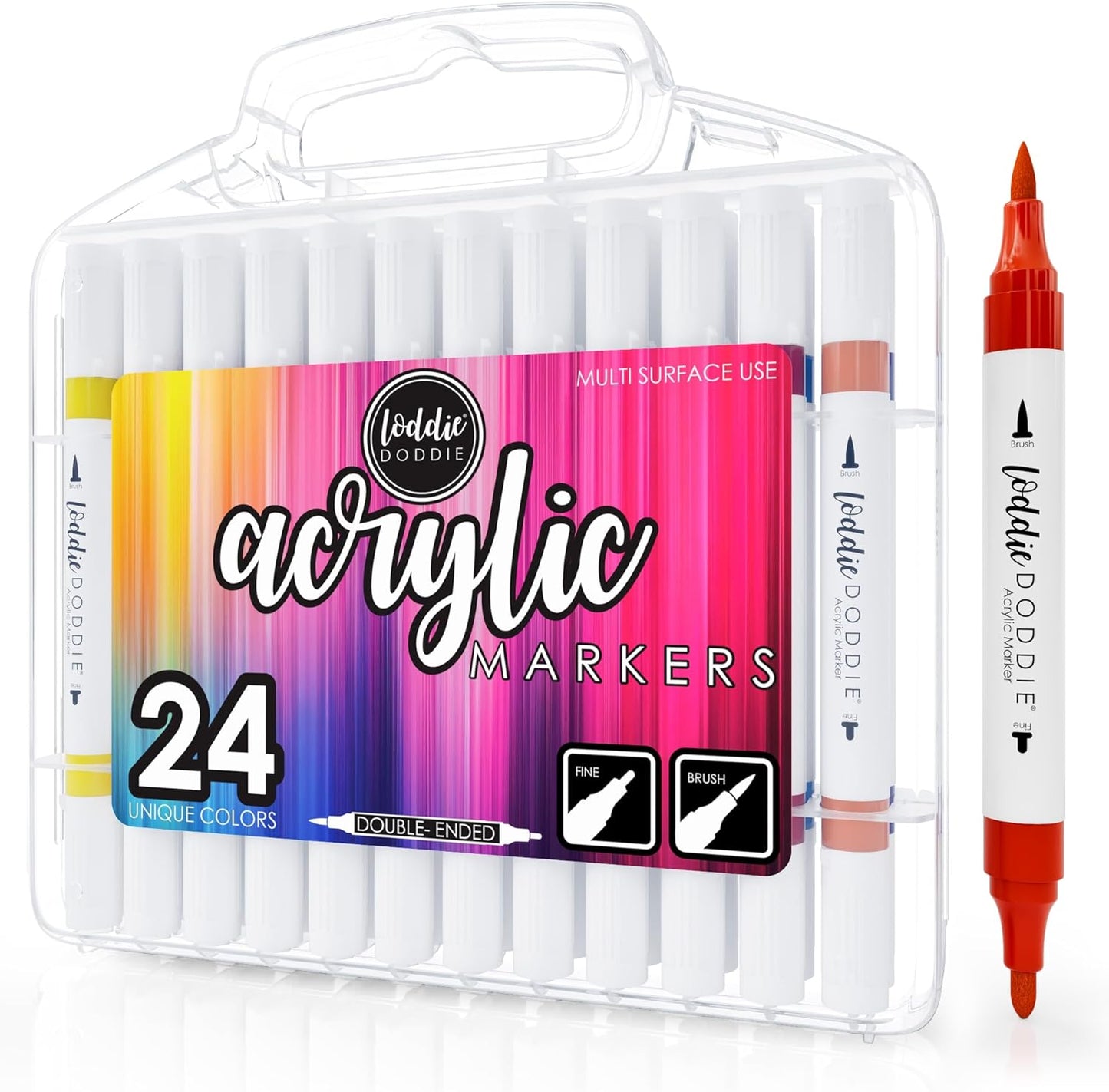Double-Ended Multi Surface Acrylic Markers with Fine and Brush Tip