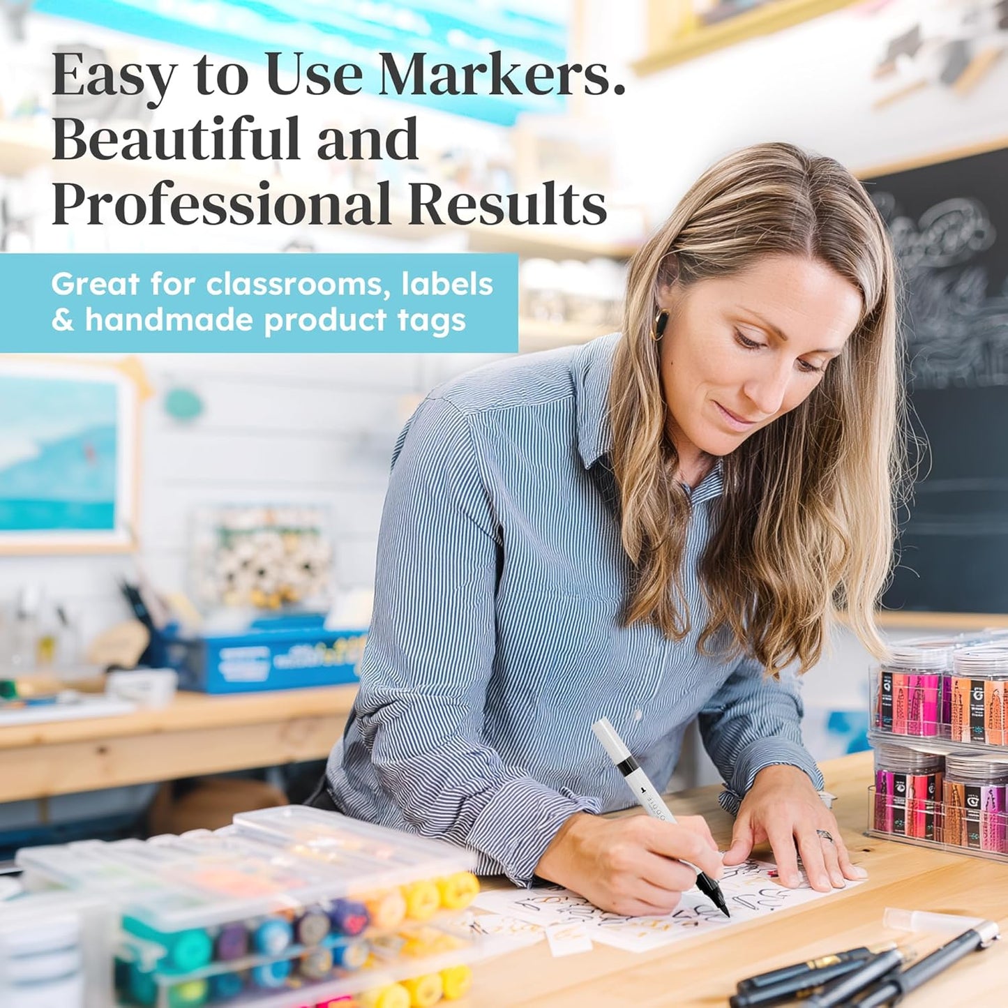 Double-Ended Multi Surface Acrylic Markers with Fine and Brush Tip