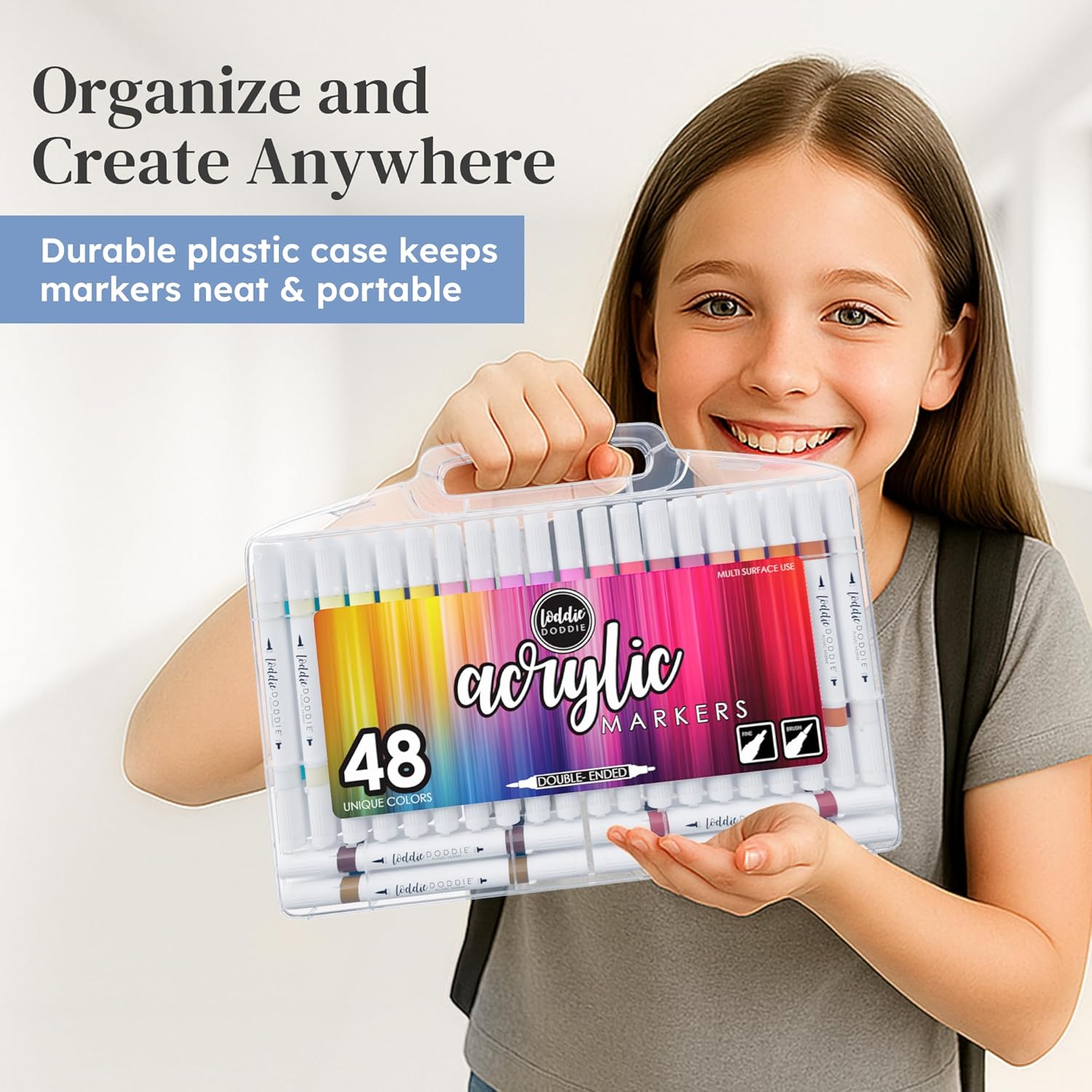 Double-Ended Multi Surface Acrylic Markers with Fine and Brush Tip